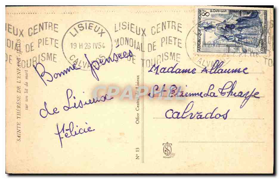 CPA Sainte therese de l enfant Jesus sur son lit de mort  — Rückseite