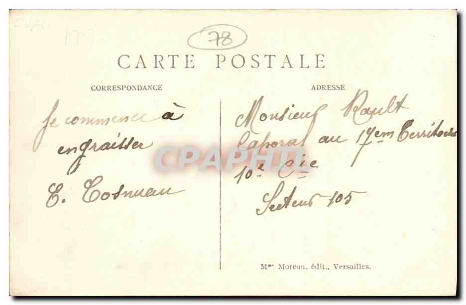 CPA Versailles Chateau et Place d Armes un Jour de Revue Militaria  — Rückseite