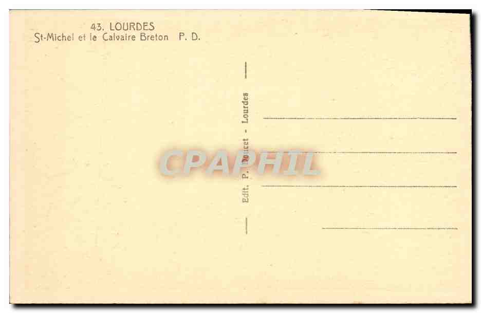 CPA Lourdes St Michel et le Cavaire Breton — Verso
