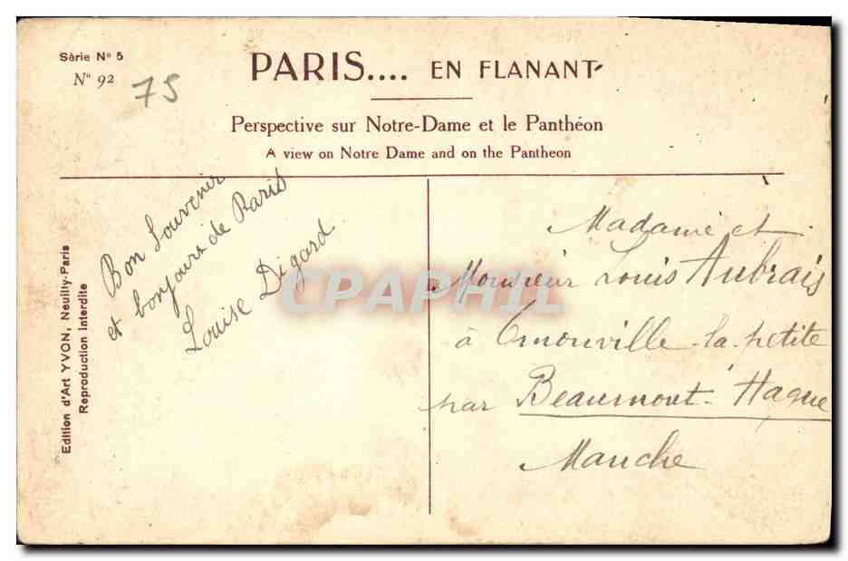 CPA Paris Eglise Notre Dame L Abside — Verso