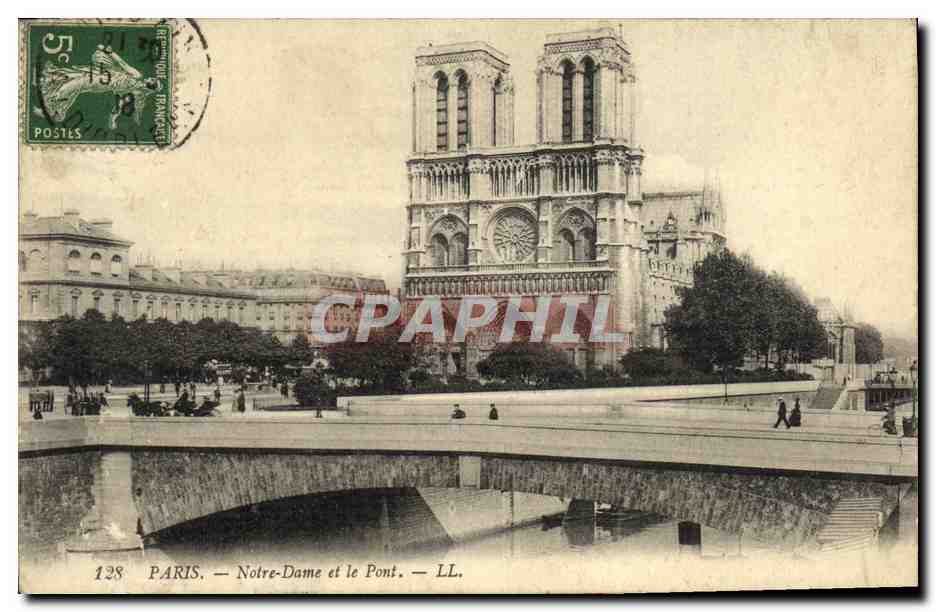 CPA Paris Eglise Notre Dame et le Pont 
