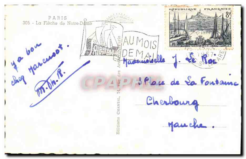 CPA Paris Eglise Notre Dame La Floche de — Verso