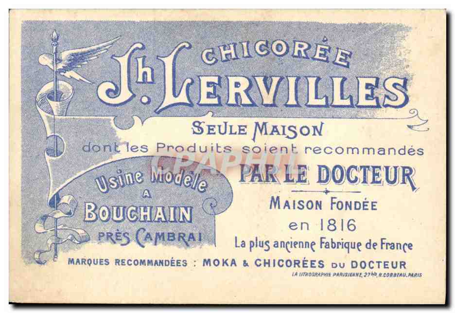 Chromo Le fiacre Chicoree Lervilles Cambrai — Rückseite