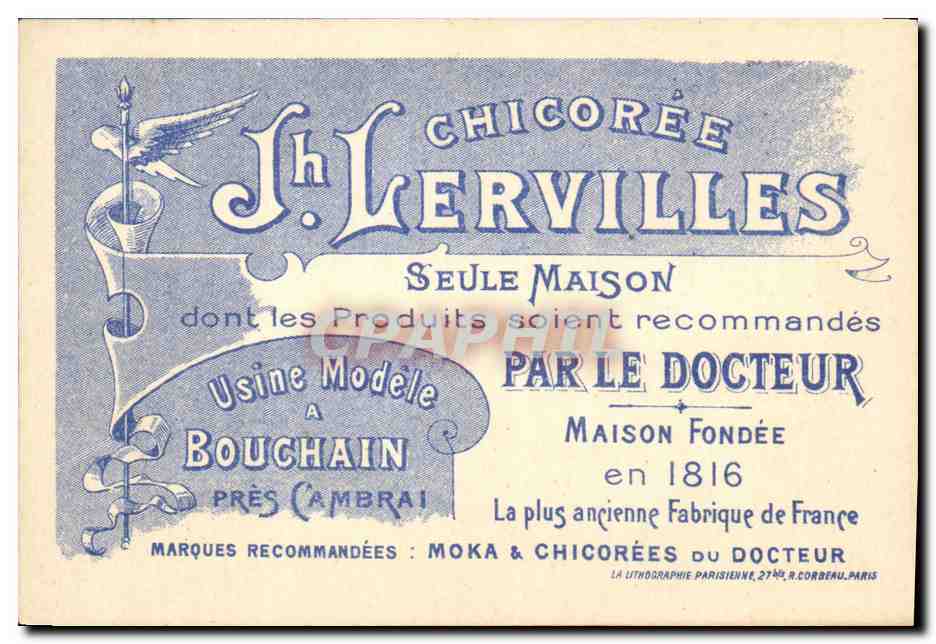 Chromo Chicoree Lervilles Diligence  — Rückseite