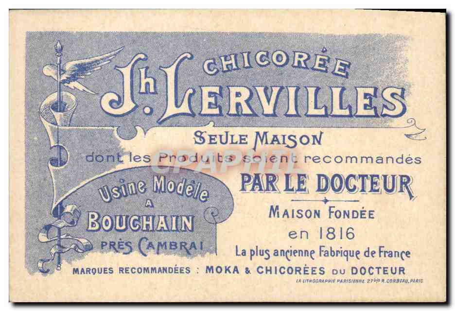 Chromo Carrosse Louis XV Chicoree Lervilles Cambrai — Rückseite