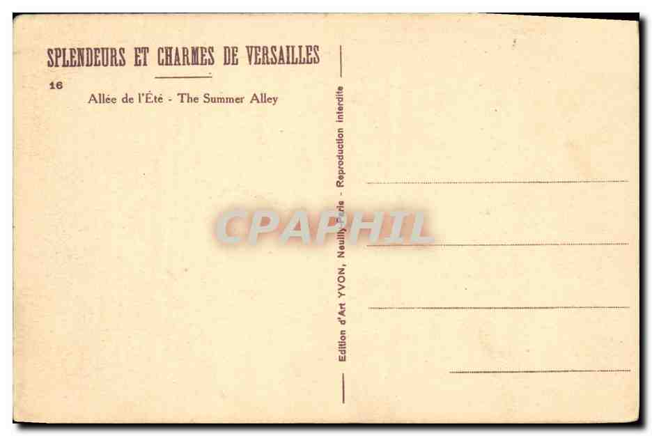 CPA Versailles Allee de l ete  — Verso