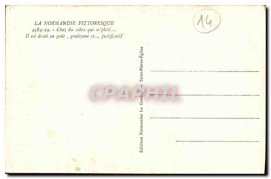 CPA Notre Normandie Pittoresque Chez du cidre qui m plait Folklore Costume — Rückseite