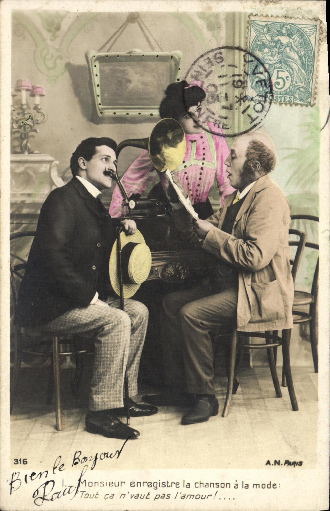 Studio-Szene — Herr recordiert die Mode-Lied — A.N. Paris, n°316