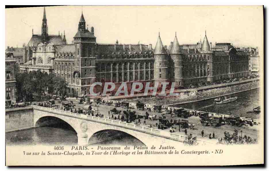 CPA Paris Panorama du Palais de Justice Vue sur la Sainte Chapelle la tour de l Horloge et les batiments 