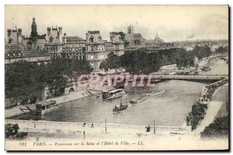 CPA Paris Panorama sur la Seine et l Hotel de Ville