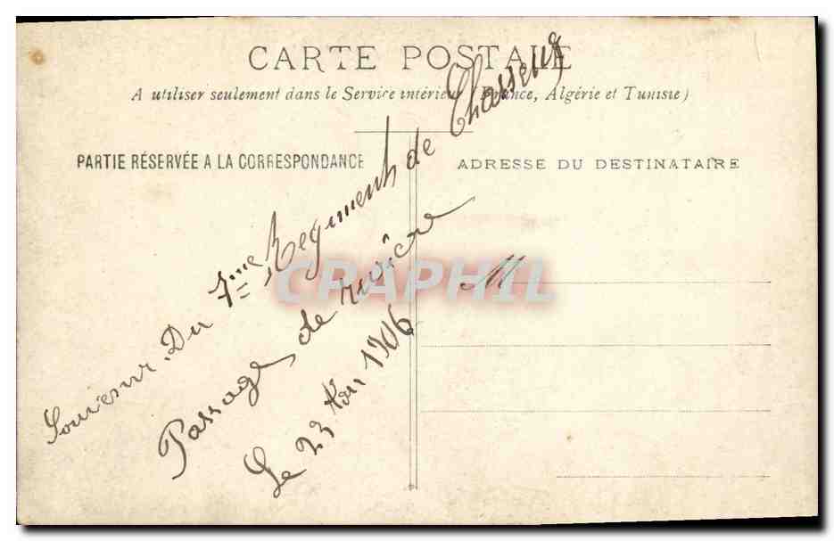 Paso de la Ravière — 23 de Abril de 1906 — Tarjeta postal francesa — Reverso