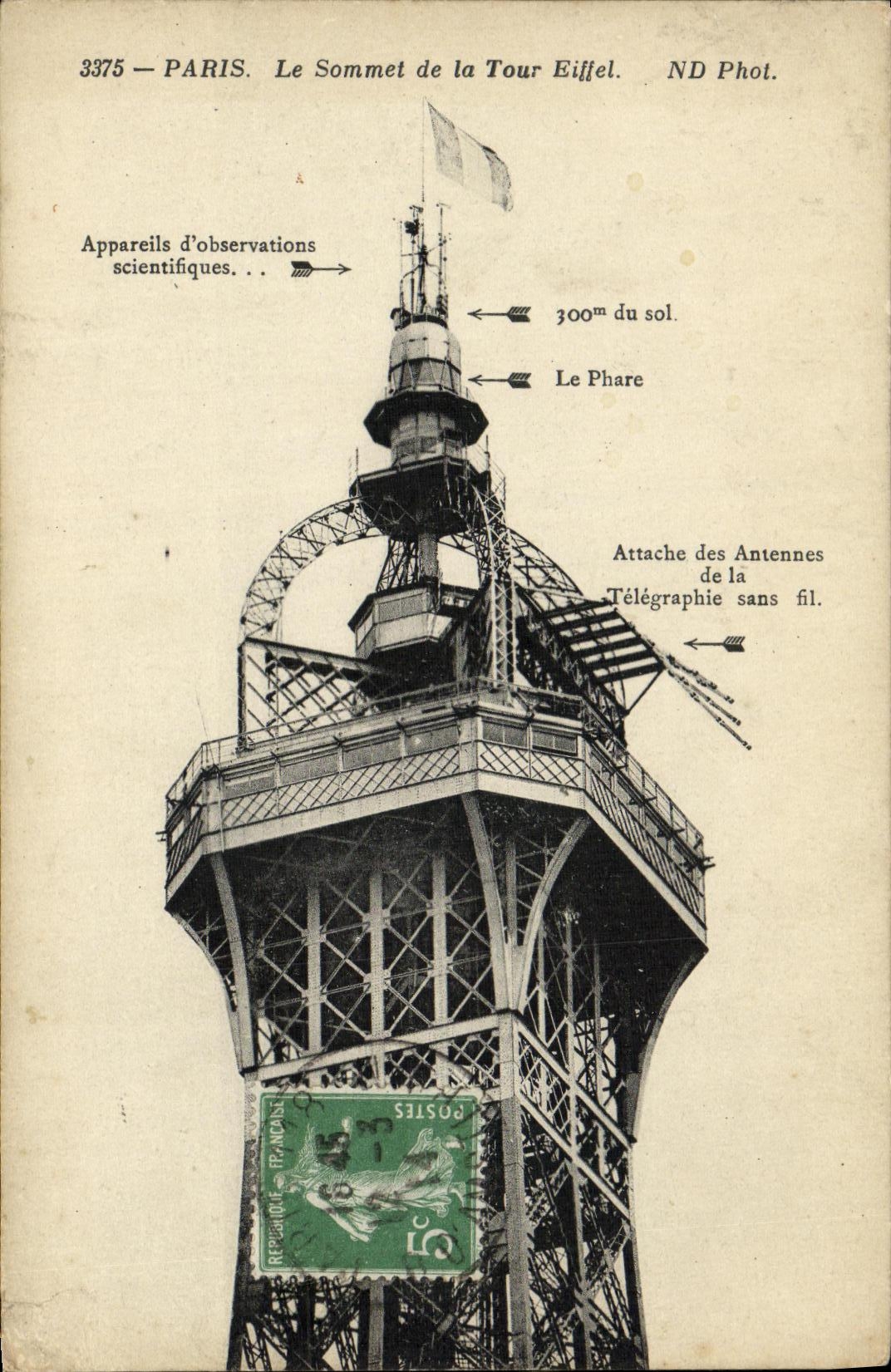 CPA Paris Le Sommet de La Tour Eiffel