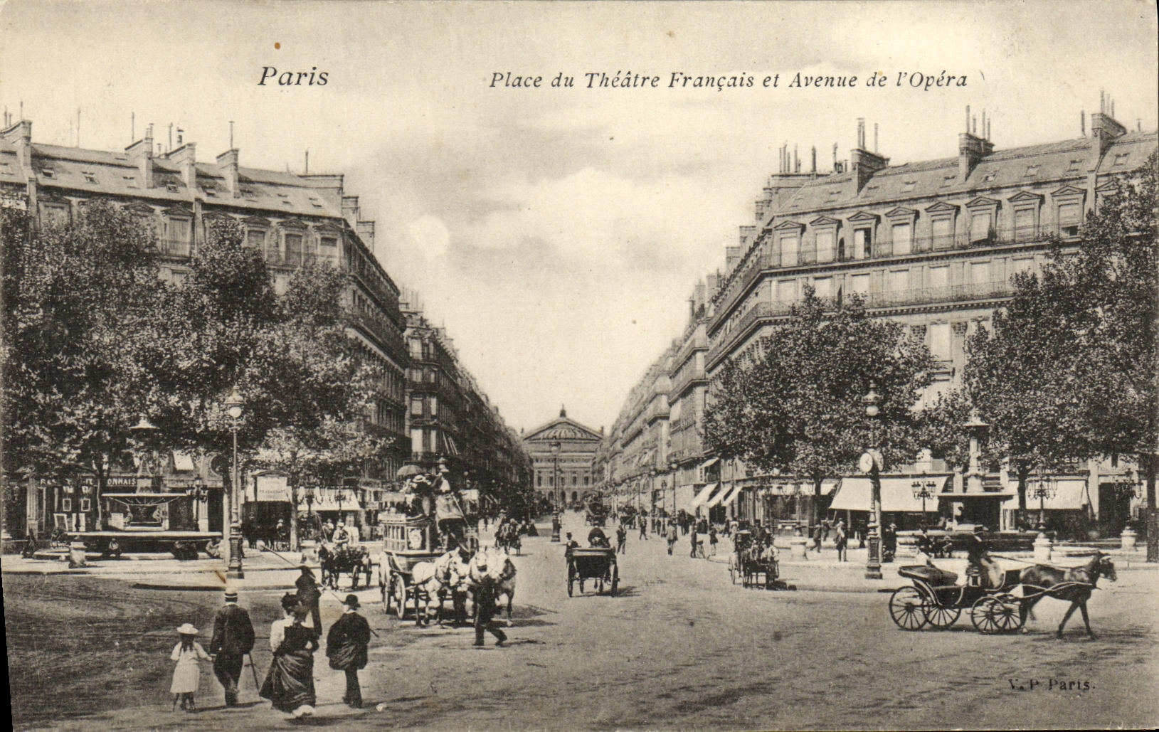 CPA Paris Place du Theatre Francais et Avenue de l Opera