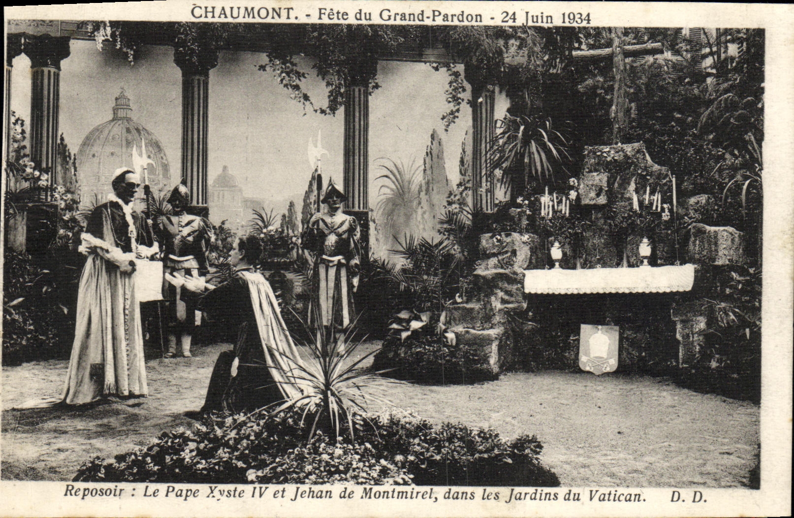 CPA Chaumont Fete du Grand Pardon 24 juin 1934 Le pape dans les jardins du Vatican