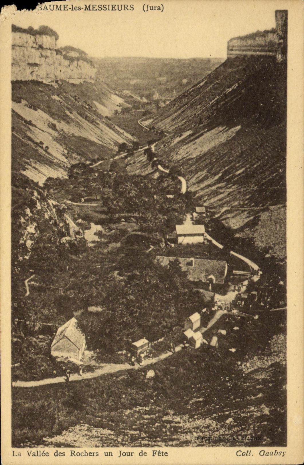 Vintage Postcard Baume les Messieurs La valley of the rocks a festival day
