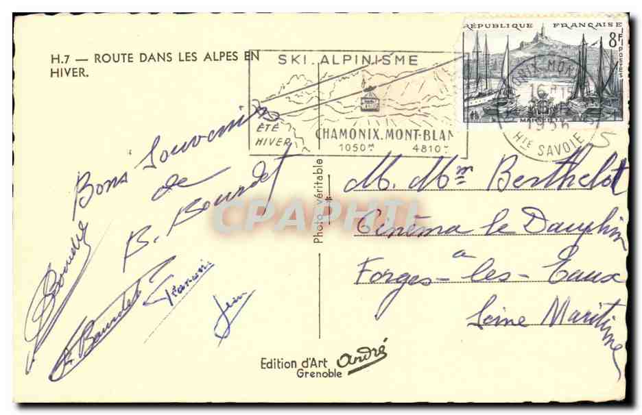 CPA Bonne Annee Alpes en hiver — Rückseite