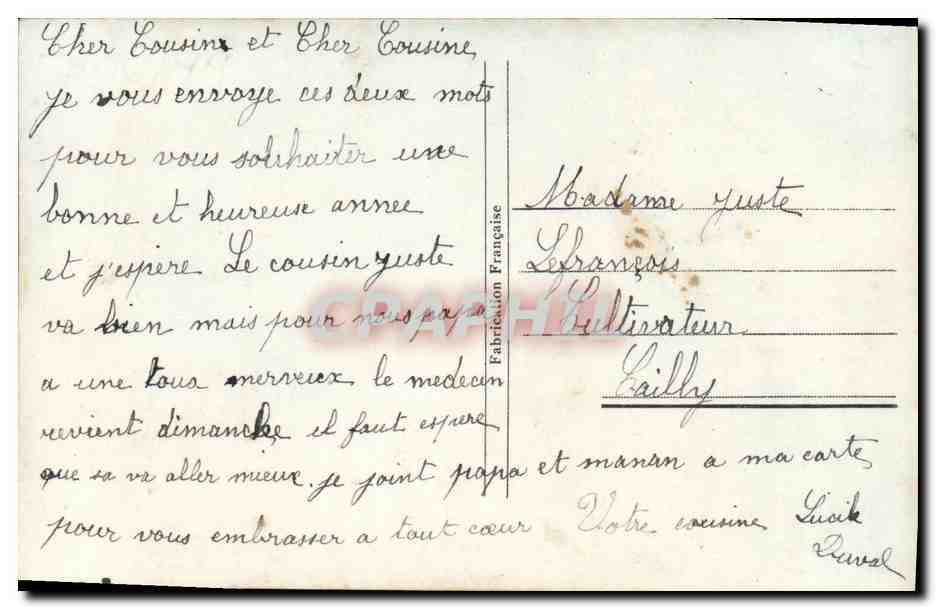 CPA Bonne Annee Femme Fer a Cheval — Verso