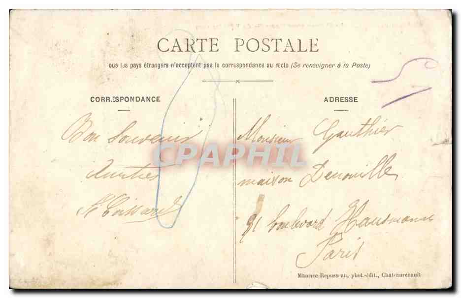 CPA Chateaurenault Le Chateau avant l incendle du 5 fevrier 1907 — Verso