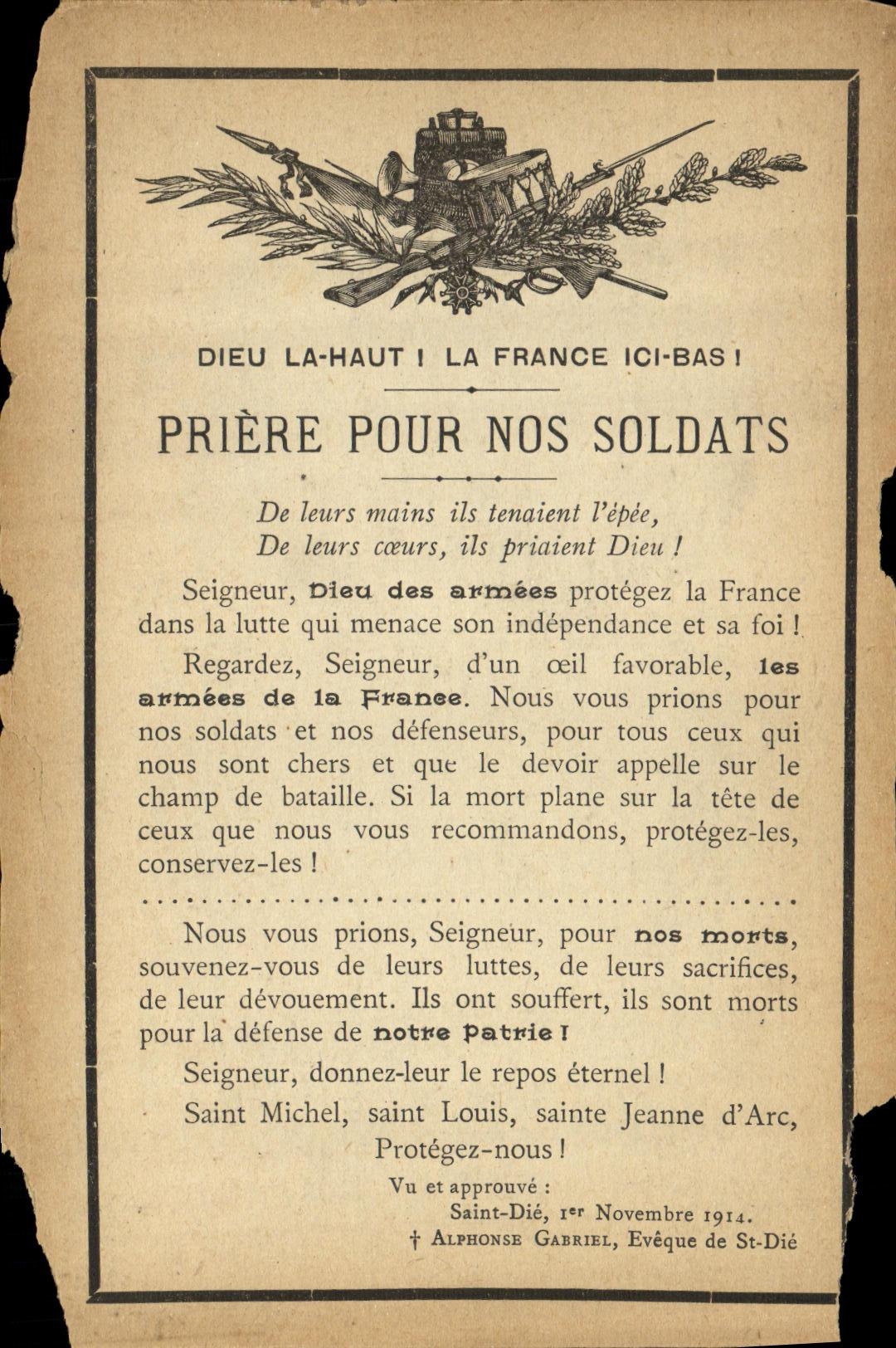 CPA Dieu La Haut La France lcl Bas Piere Pour nos Soldats Militaria