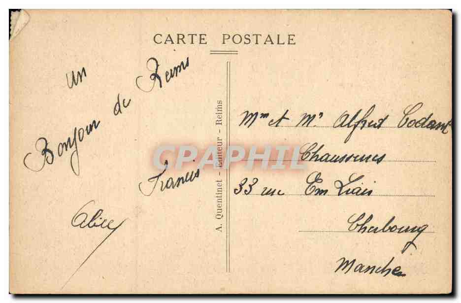 CPA Reims Rue Libergier Place du Cardinal Lucon — Verso