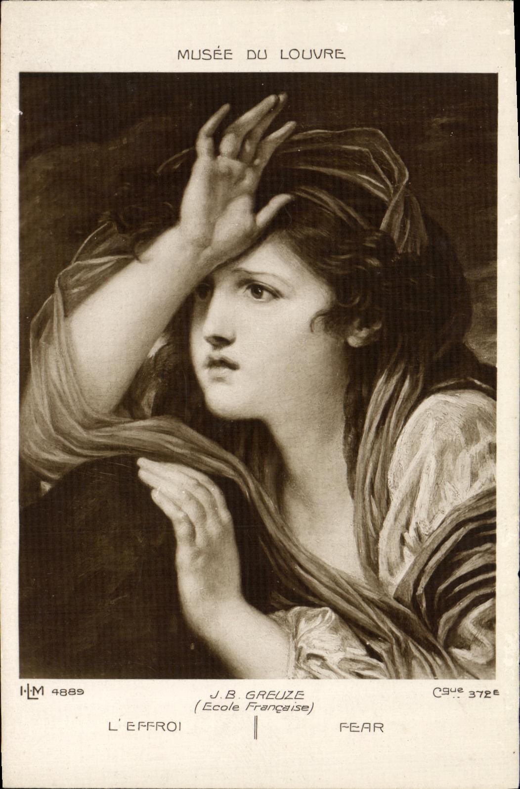 CPA Musee du Louvre J B Greuze L effroi