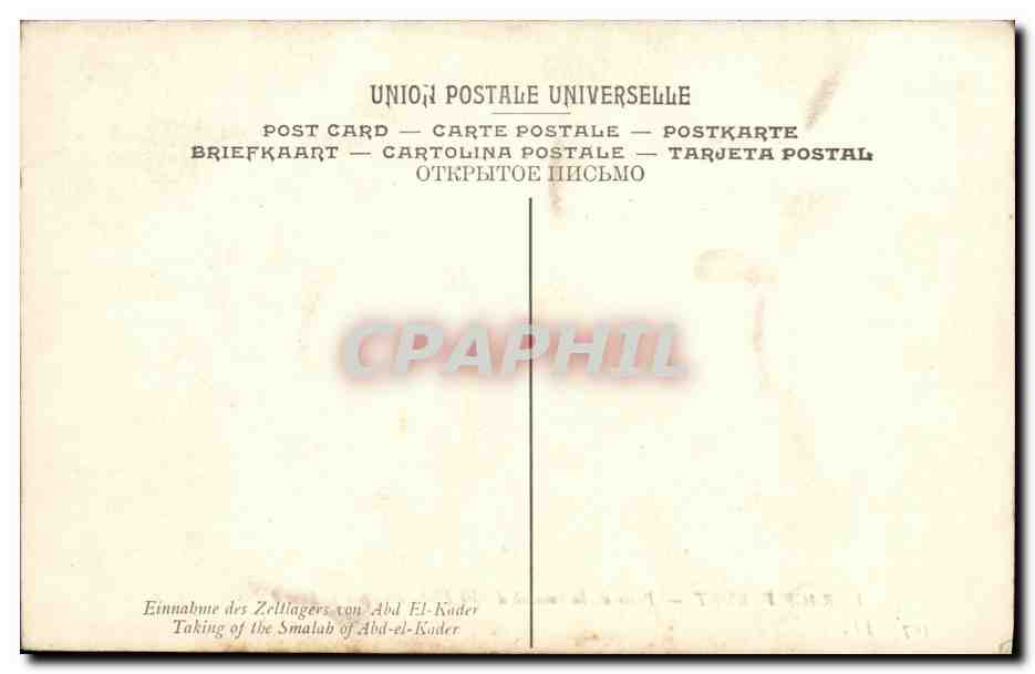 CPA Horace Vernet Musee de Versailles Prise de la Smalab d Abd el Kader par le duc d Aumale Militaria — Rückseite