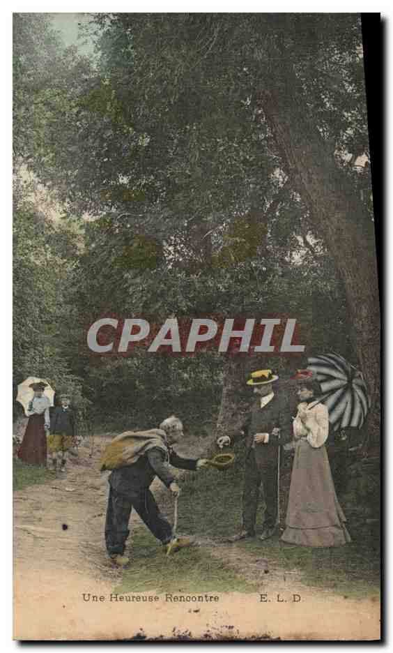 CPA Une Heuresue Rencontre Mendiant Folklore Couple
