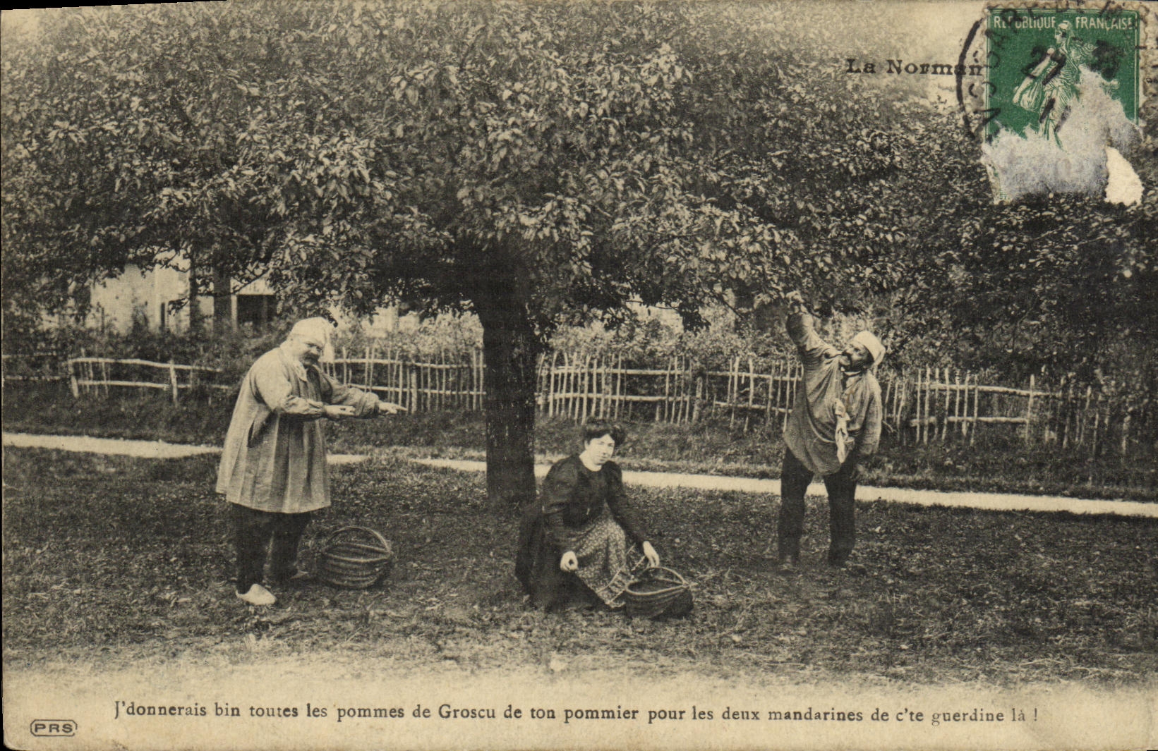 CPA La Normandie Pommiers paysans Folklore Costume