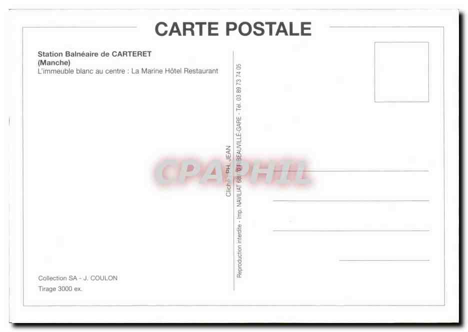 CPM Station Balneaire de Carteret La Marine hotel Restaurant — Rückseite