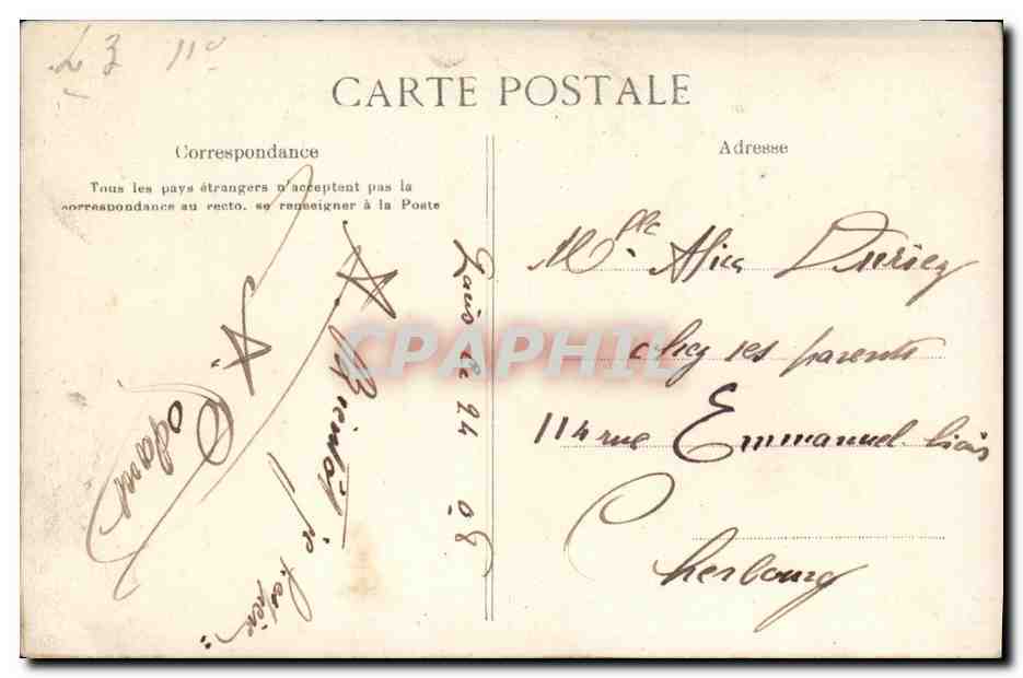 CPA Versailles Le Palais La Cour de Marbre — Verso