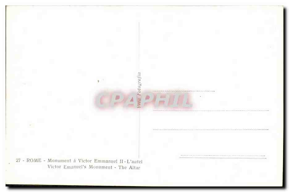 CPA Roma Altare Monumento Vittorio Emanuele — Verso