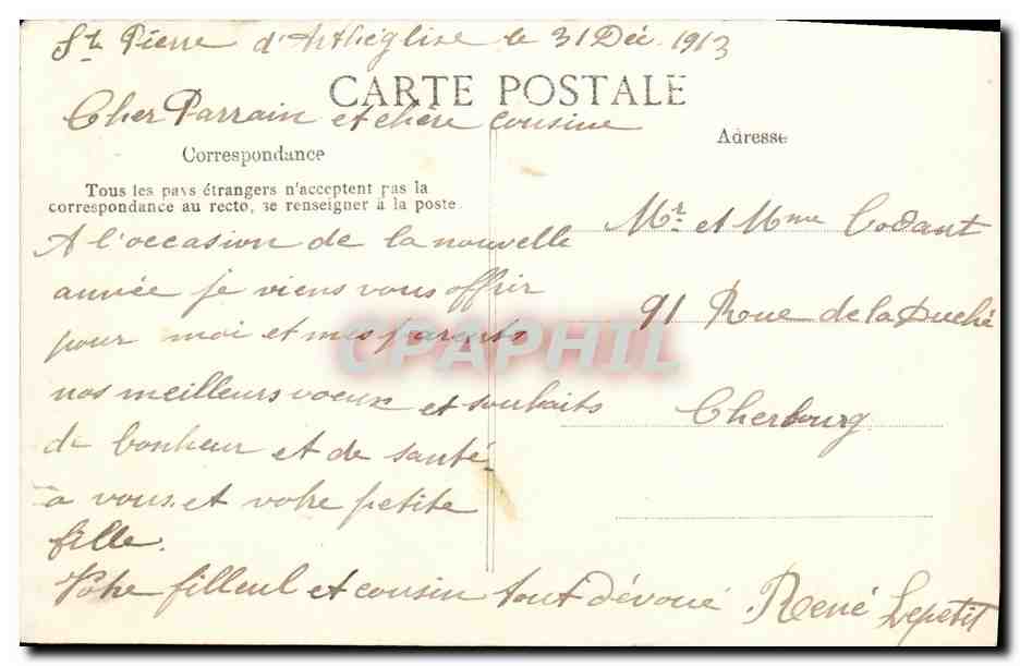 Femme tenant un panier de fleurs — Bonne Année 9003 — E.D. — Verso