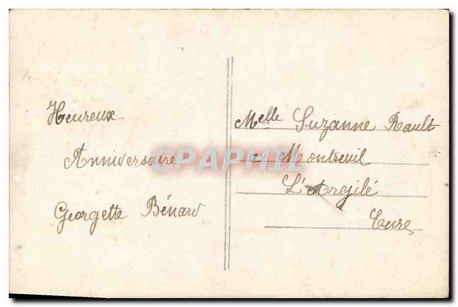 CPA Heureux Anniversaire Enfant Fleurs — Verso
