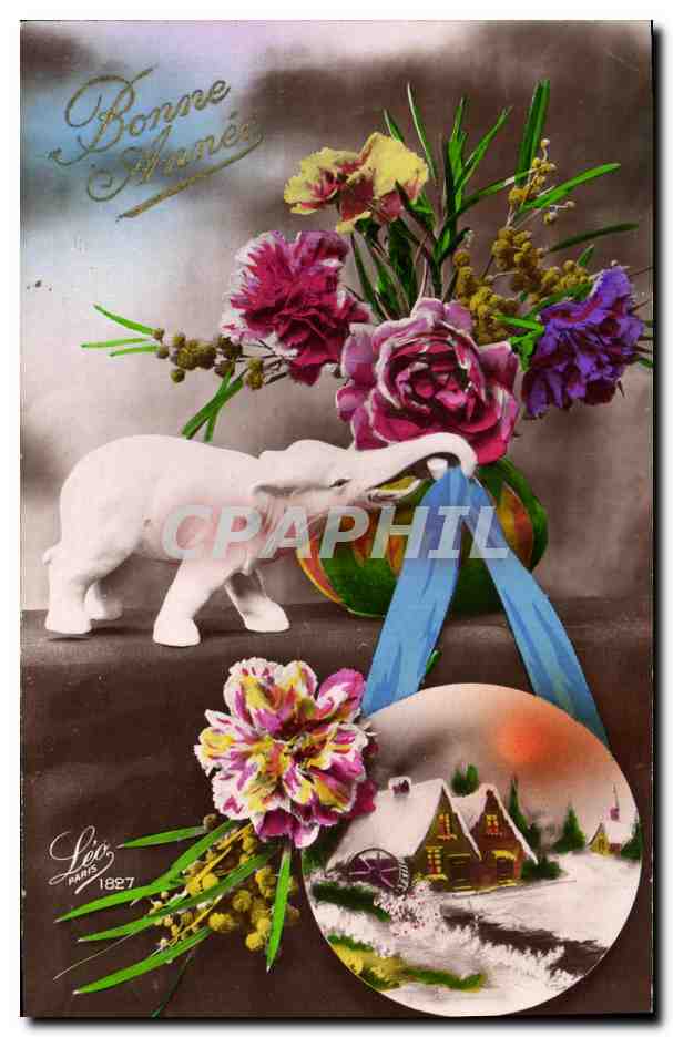 CPA Bonne Annee Elephant