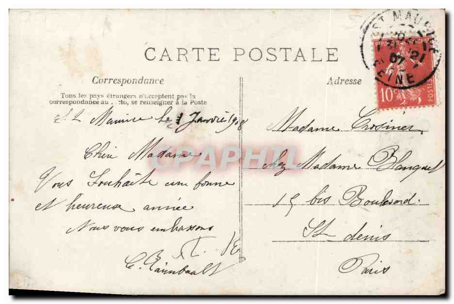 Féerie avec femme et enfants — Bonne Année — AN, n° 576 — Verso
