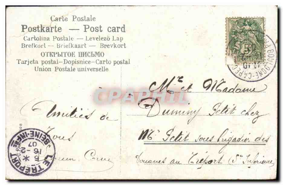 CPA Gage Amitie Fleurs Moulin  — Verso
