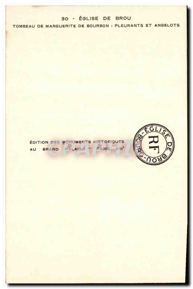 CPA Eglise de Brou tombeau de Marguerite De Bourbon Pleurants et Angelots — Verso