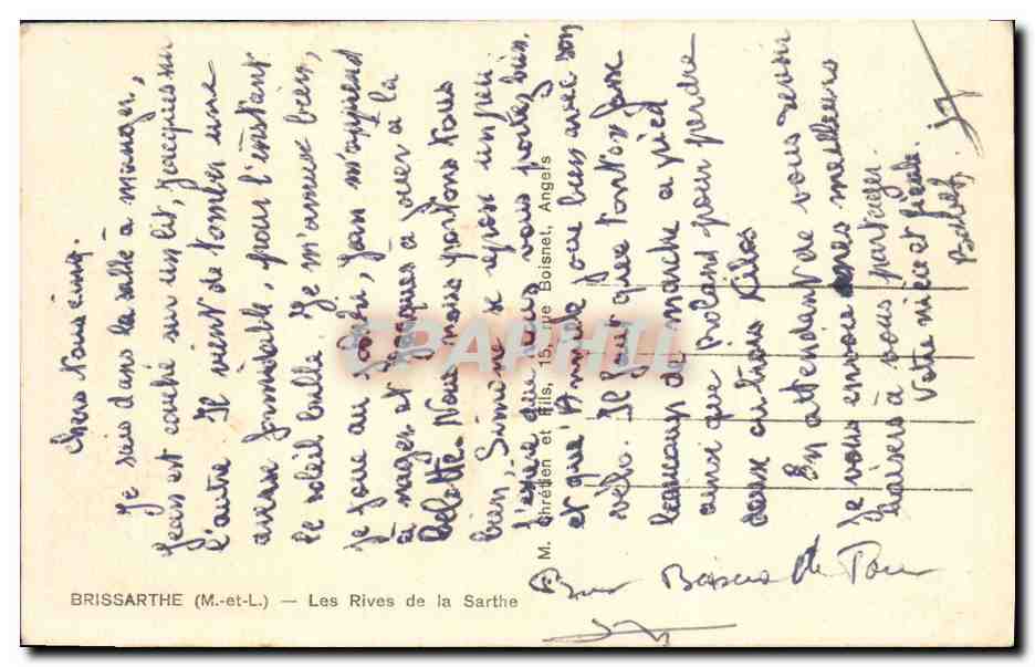 CPA Brissarthe Les Rives de la Sarthe — Verso