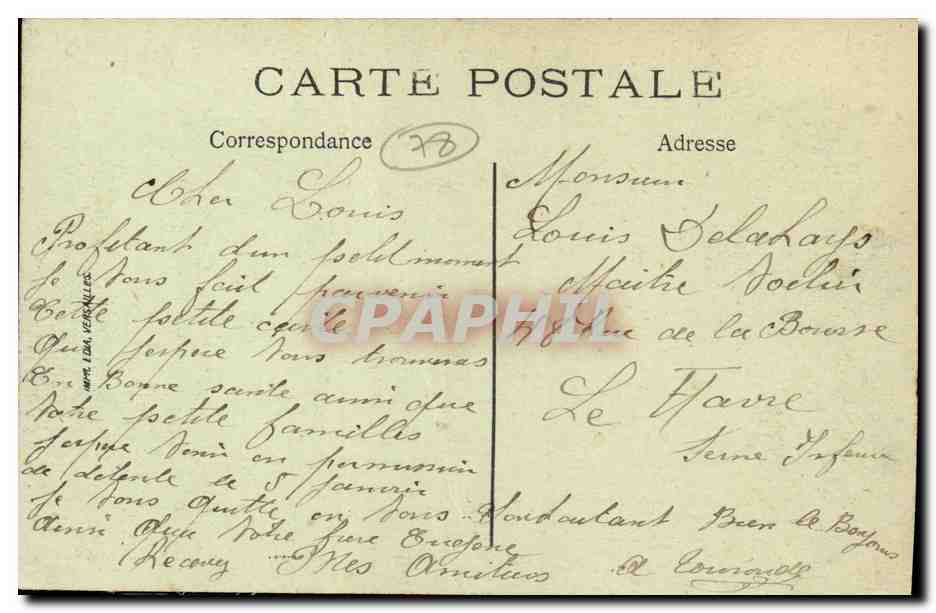 CPA Souvenir de Versailles — Verso