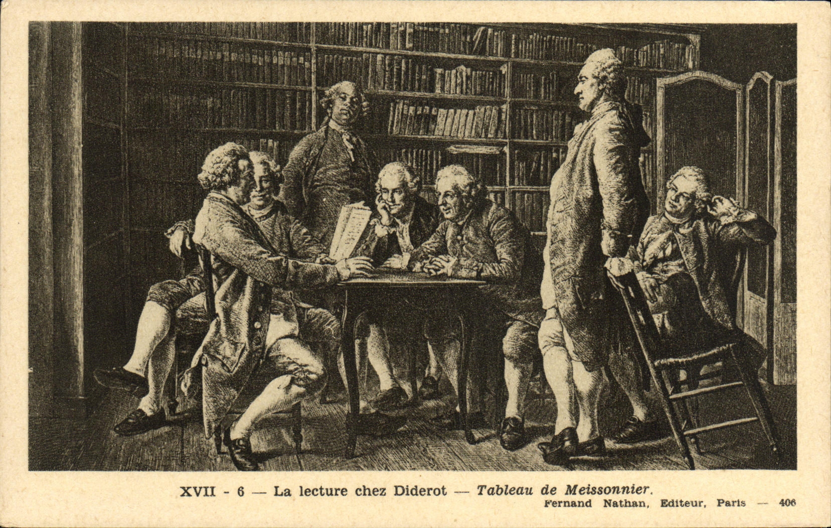 CPA La lecture chez Diderot Tableau de Meissonnier