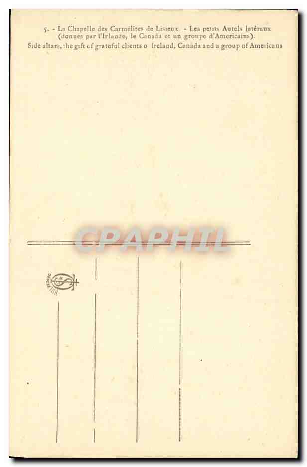 CPA La Chapelle des Carmelites de Lisieux Les petits autels lateraux — Rückseite