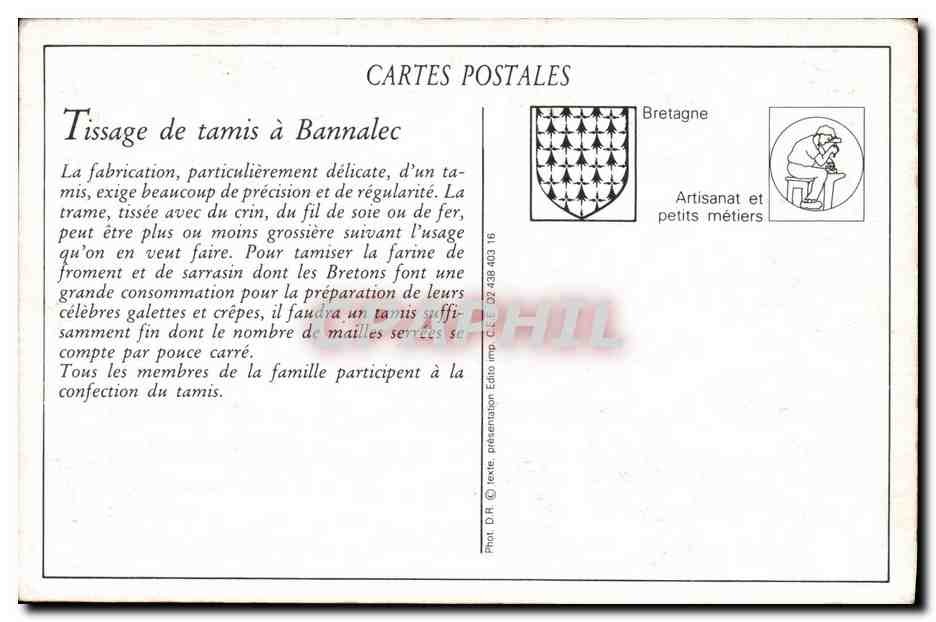 REPRO Tissage de tamis a Bannalec Folklore Costumes — Rückseite