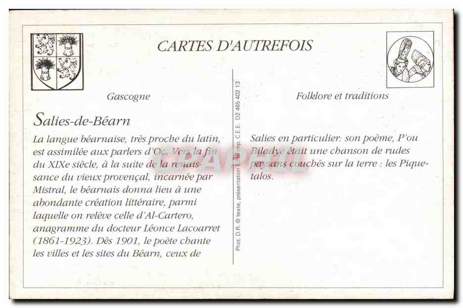 Salies-de-Béarn - Les Piquetalos (d'Al Cartero) — Nouvelles Galeries Salisiennes — Rückseite
