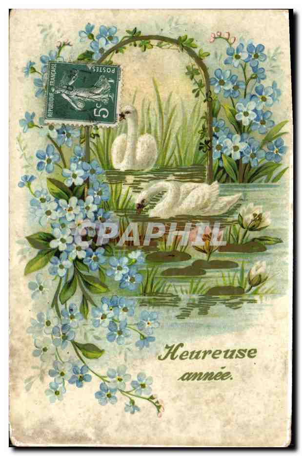 CPA Heureuse annee Cygnes