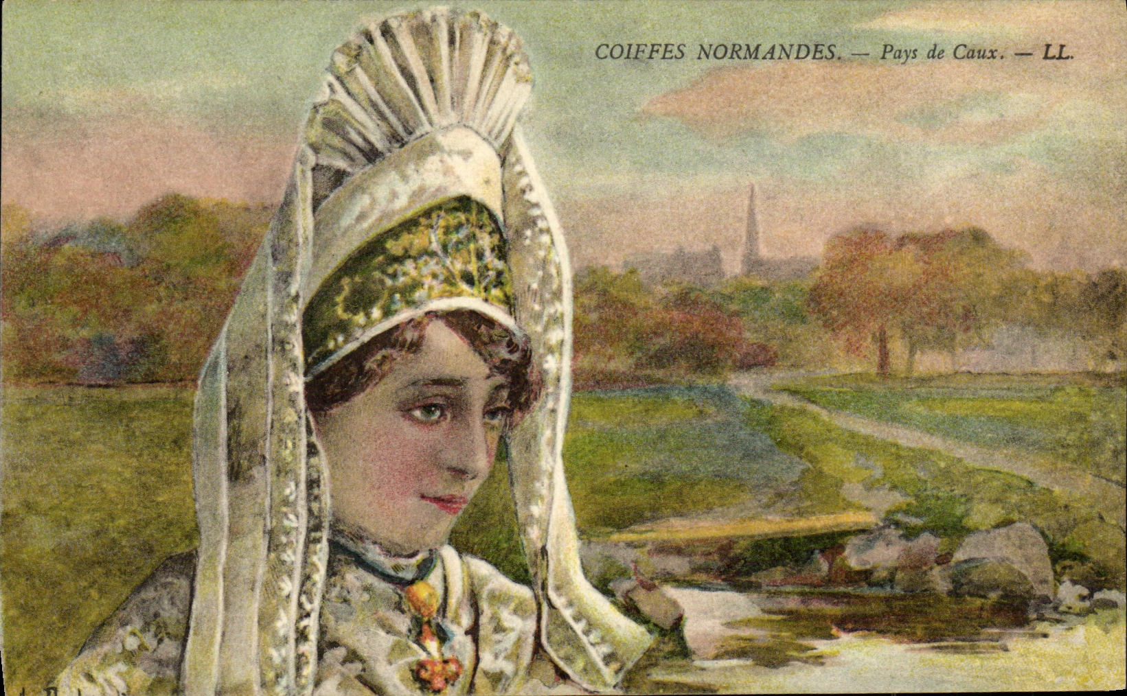 CPA Coiffes Normandes Pays de Caux Folklore