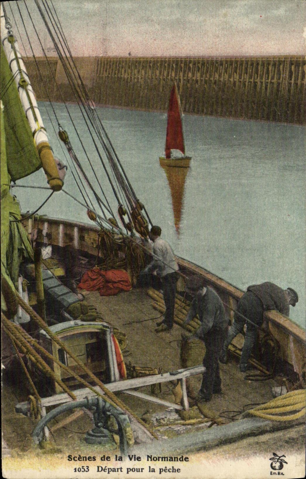 Départ pour la pêche — Scènes de la Vie Normande — E.M. Brochenoux, n°1053