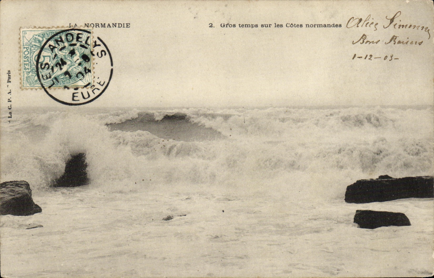 Côtes normandes — Gros temps sur les Côtes normandes — La C.P.A. Paris