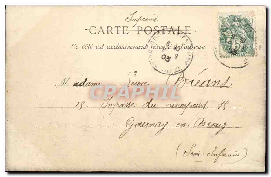 La Normandie — Sur les Plages Normandes — V. La Vague — Éditeur La Normandie, n° 4005 — Reverso