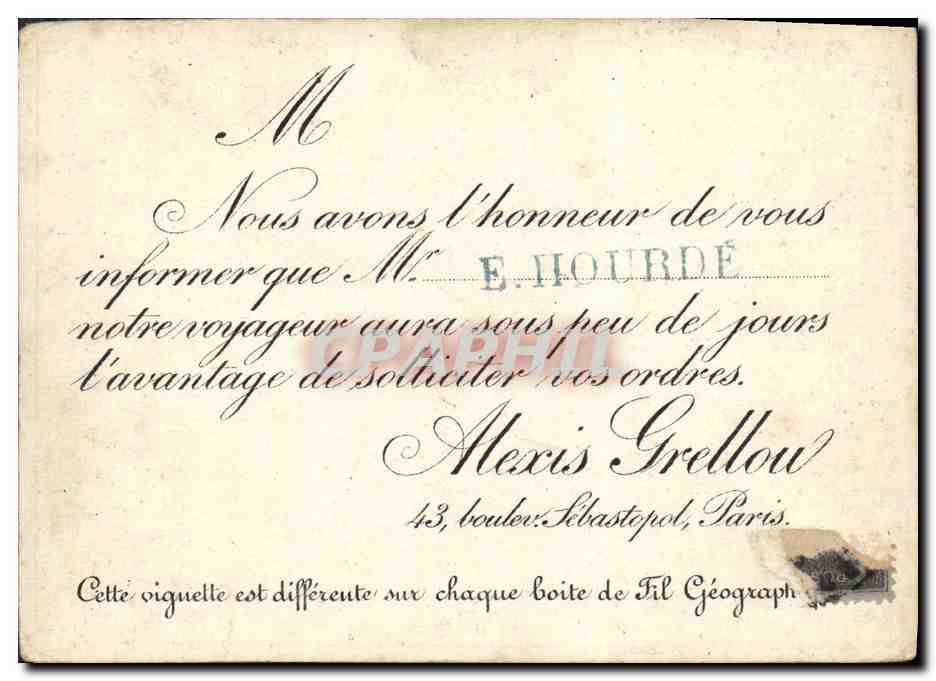 Carte de visite Department de la Manche Pecheur Poisson Licorne  — Rückseite