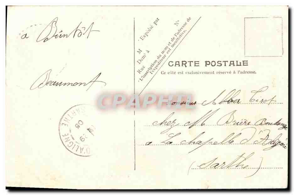 Erster Termin — Antike Ansichtskarte Paris, Nr. 3 — Rückseite